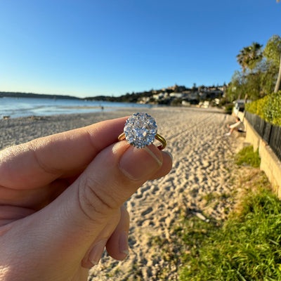 18ct Rose and White Gold Oval Diamond Cluster Ring