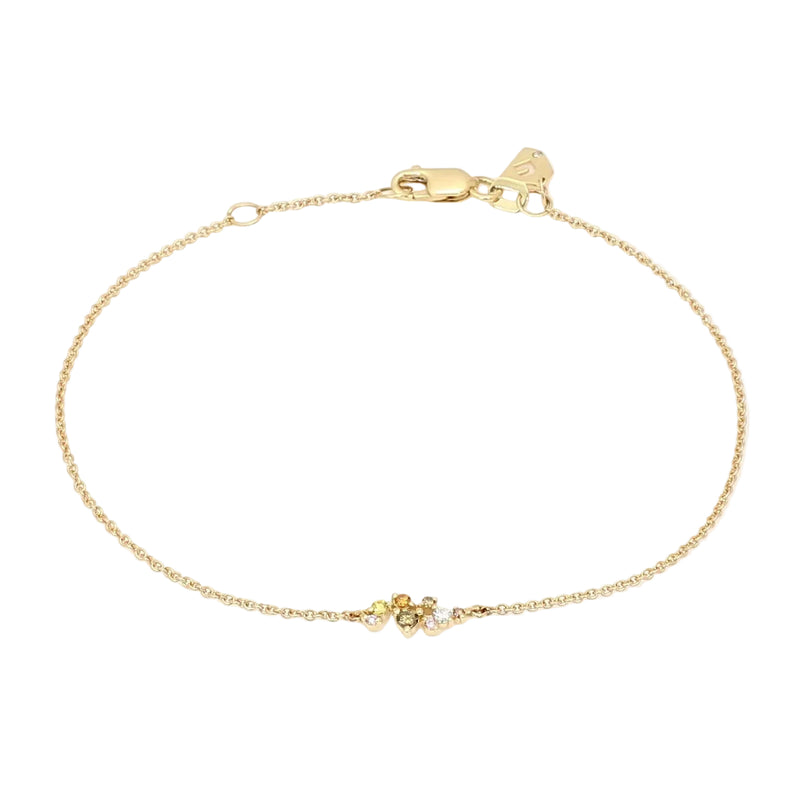 9ct Yellow Gold Multi-Coloured Natural Argyle Diamond Fine Bracelet