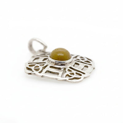 Sterling Silver Celtic Circle with Yellow Jasper Pendant