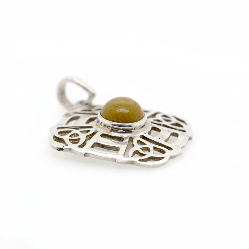 Sterling Silver Celtic Circle with Yellow Jasper Pendant