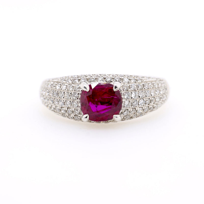 18ct White Gold Ruby and Diamond Ring