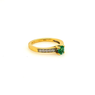 18ct Yellow Gold Natural Emerald and Diamond Ring