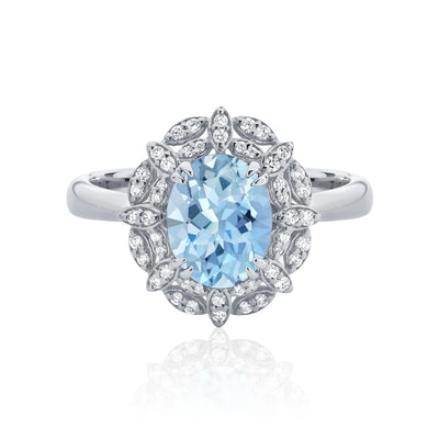 18ct White Gold "Lillibet" Aquamarine and Diamond Dress Ring