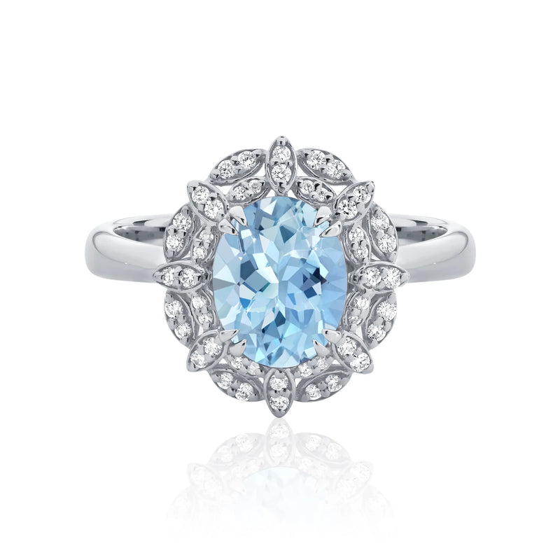 18ct White Gold "Lillibet" Aquamarine and Diamond Dress Ring