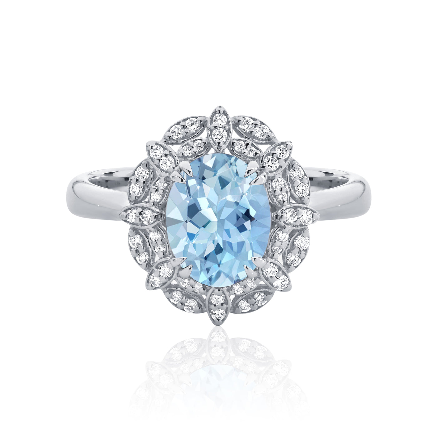 18ct White Gold "Lillibet" Aquamarine and Diamond Dress Ring