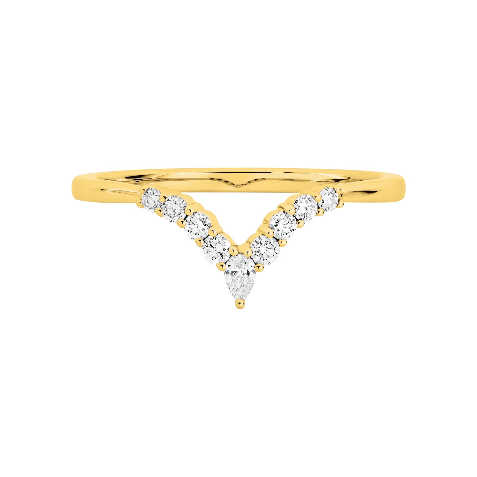 18ct Yellow Gold Diamond V-Shaped Ring