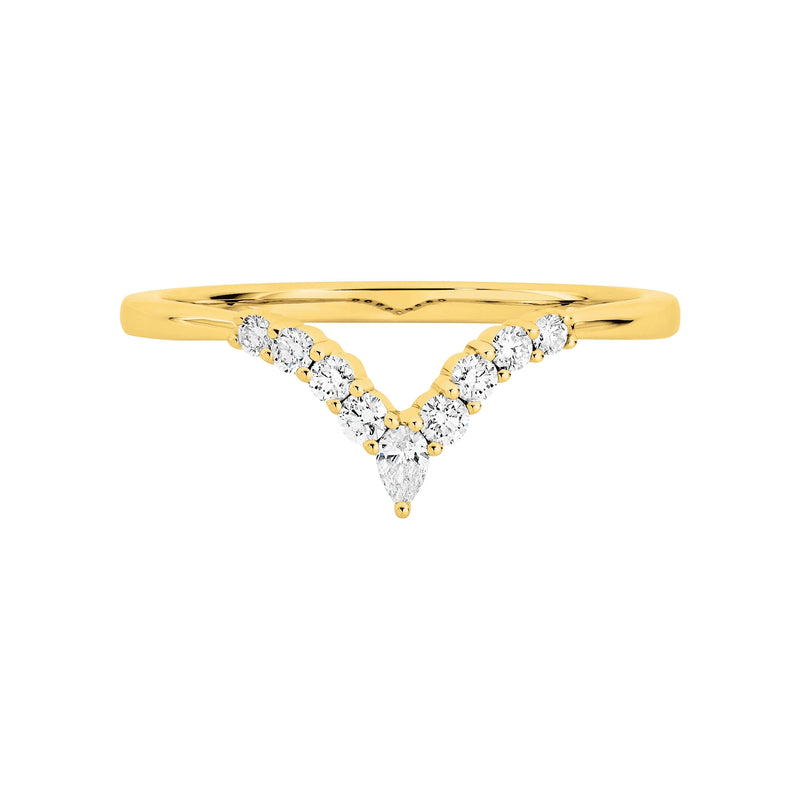 18ct Yellow Gold Diamond V-Shaped Ring