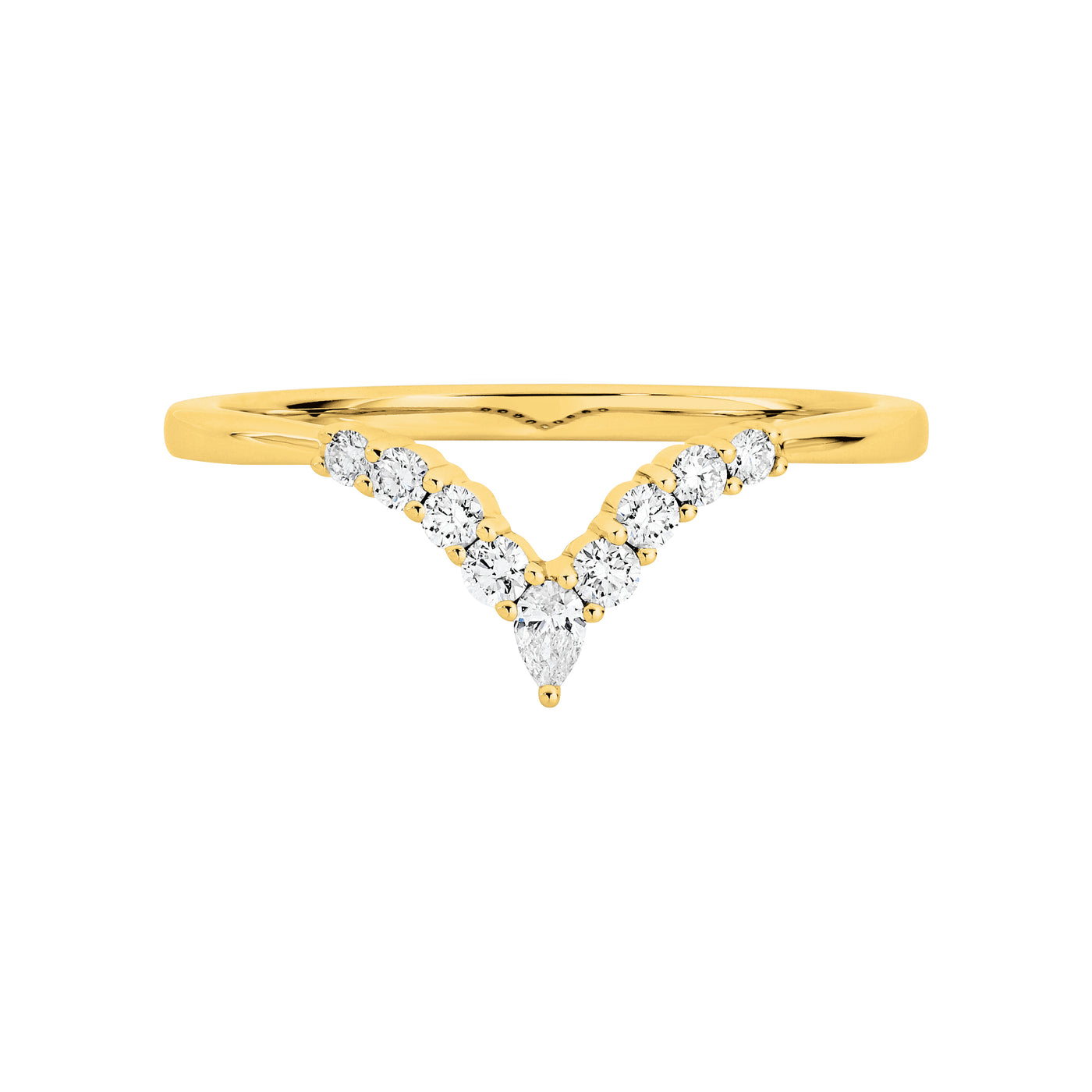 18ct Yellow Gold Diamond V-Shaped Ring