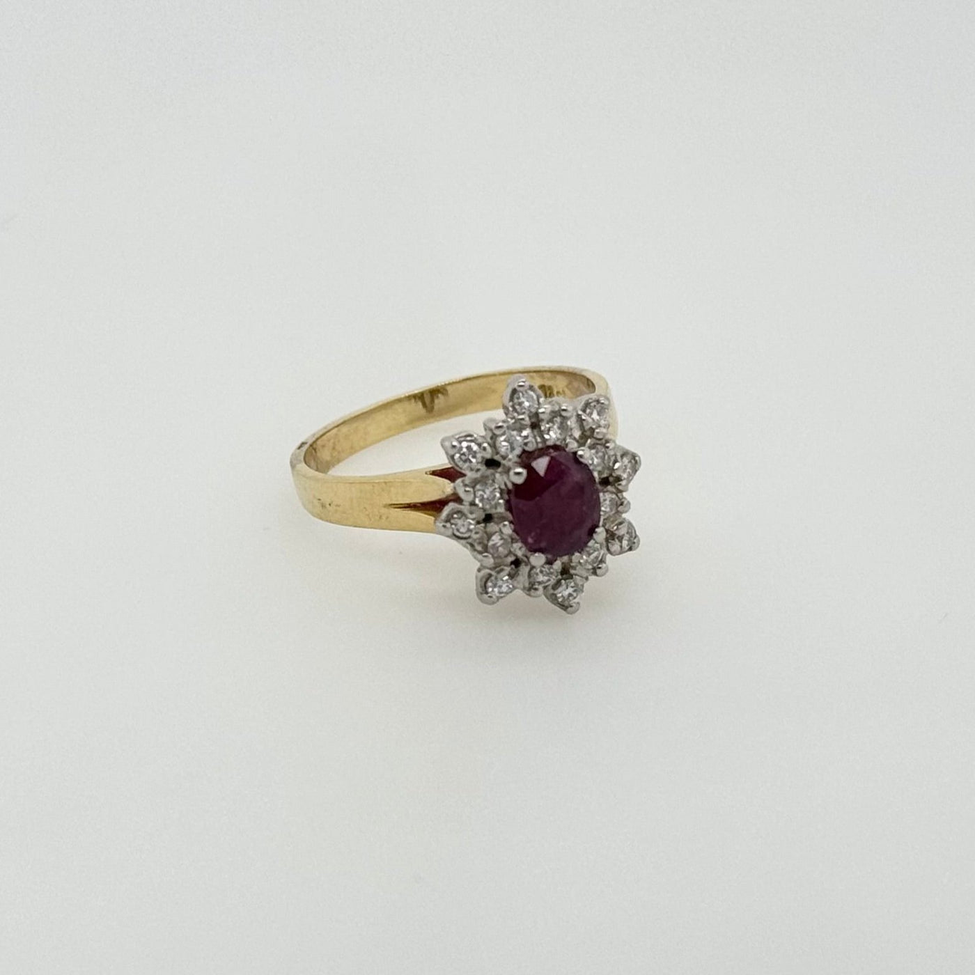 18ct Gold Ruby and Diamond Cluster Ring