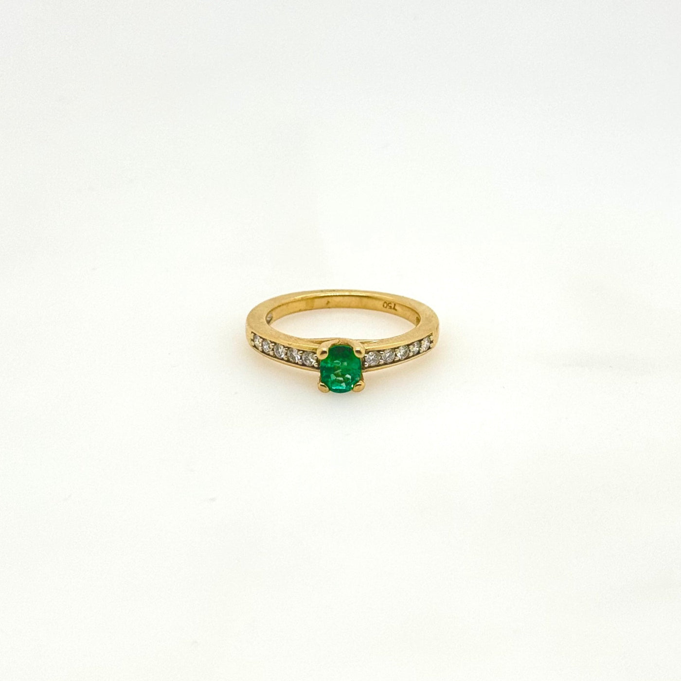 18ct Yellow Gold Natural Emerald and Diamond Ring