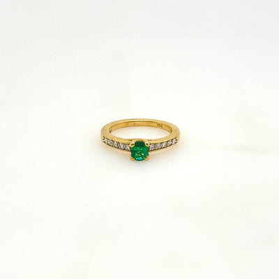 18ct Yellow Gold Natural Emerald and Diamond Ring