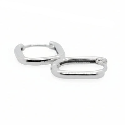 9ct White Gold Rectangular Huggie Earrings