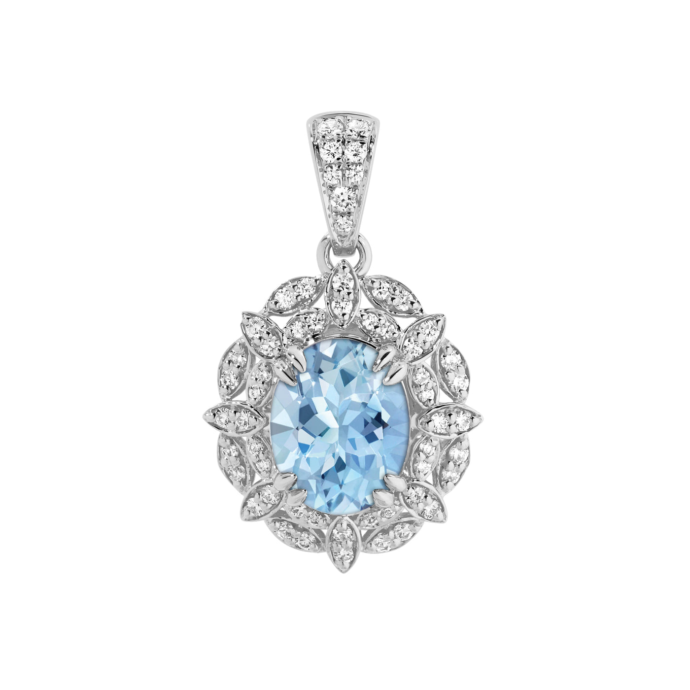 18ct White Gold 'Lilibet' Aquamarine and Diamond Pendant