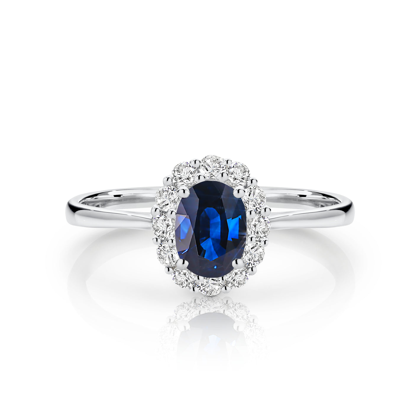 18ct White Gold Oval Ceylonese Sapphire and Diamond Ring