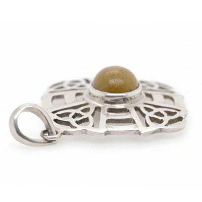 Sterling Silver Celtic Circle with Yellow Jasper Pendant