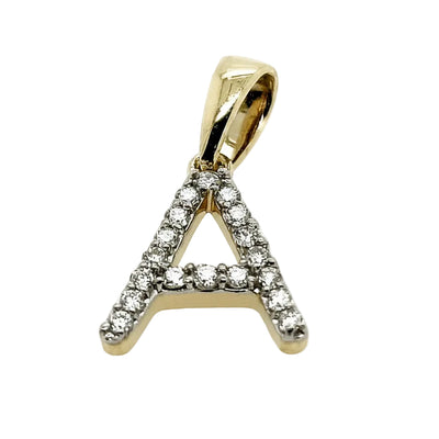 18ct Yellow Gold and Diamond Initial "A" Pendant