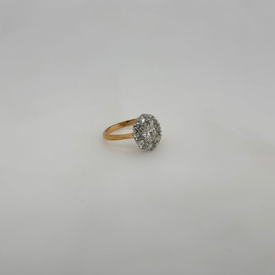 18ct Rose and White Gold Oval Diamond Cluster Ring