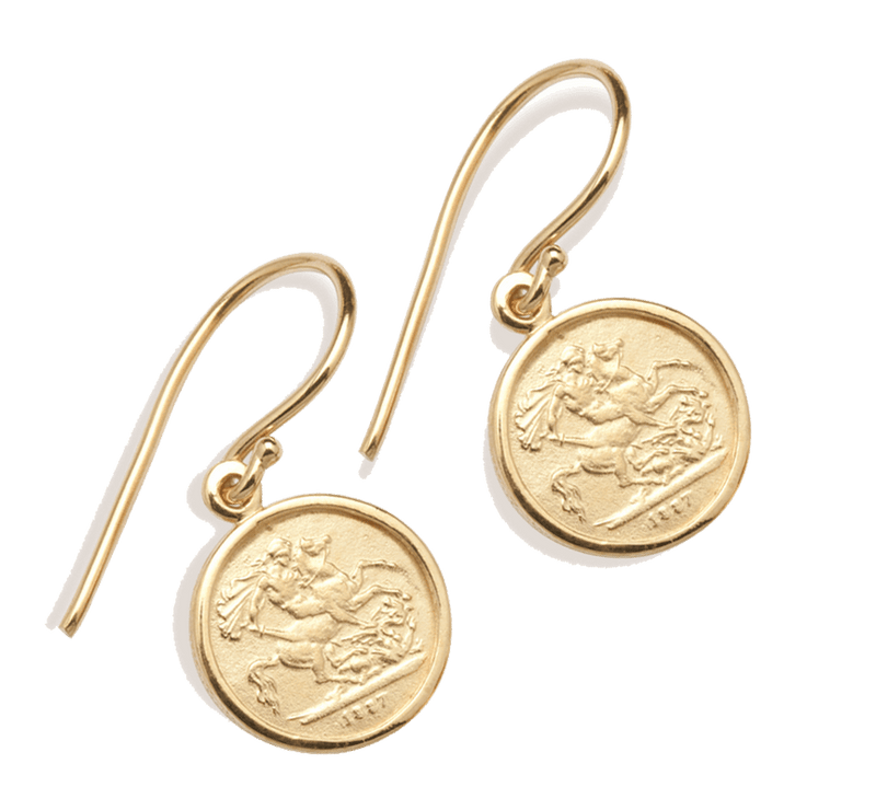 9ct Yellow Gold Quarter Sovereign Coin Earring