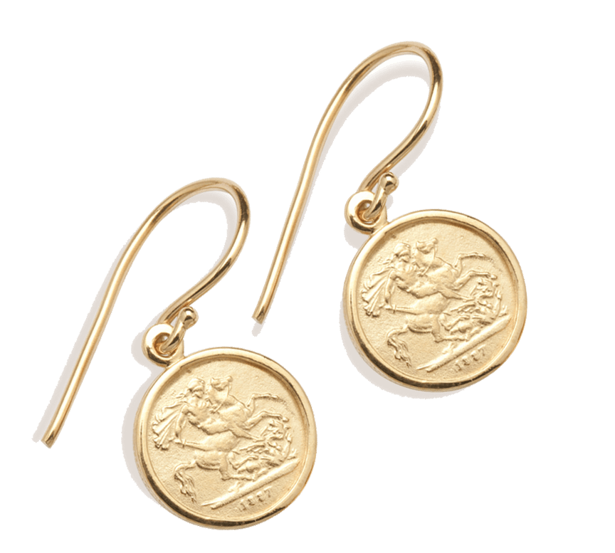 9ct Yellow Gold Quarter Sovereign Coin Earring