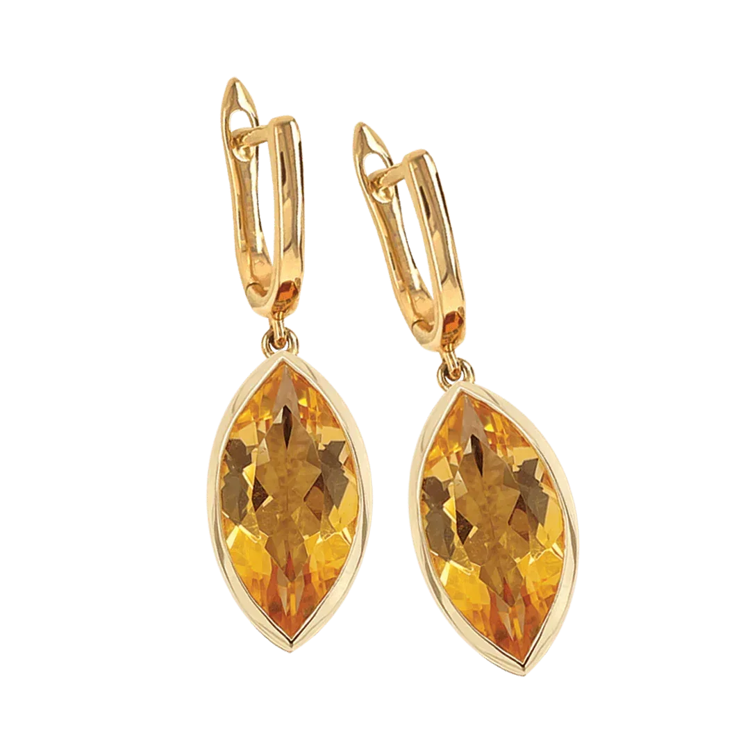 9ct Yellow Gold Citrine Marquise Earring