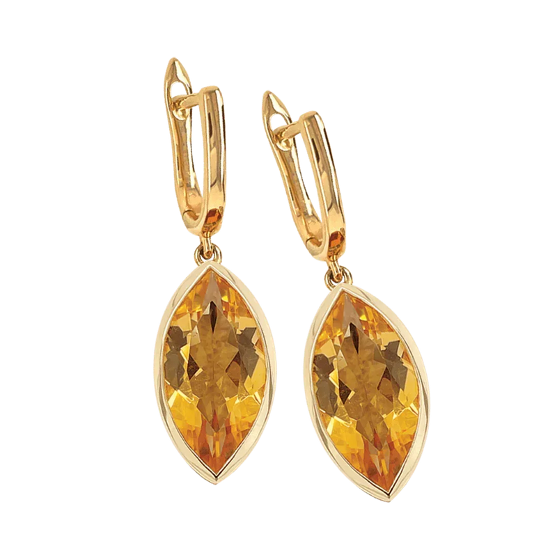 9ct Yellow Gold Citrine Marquise Earring