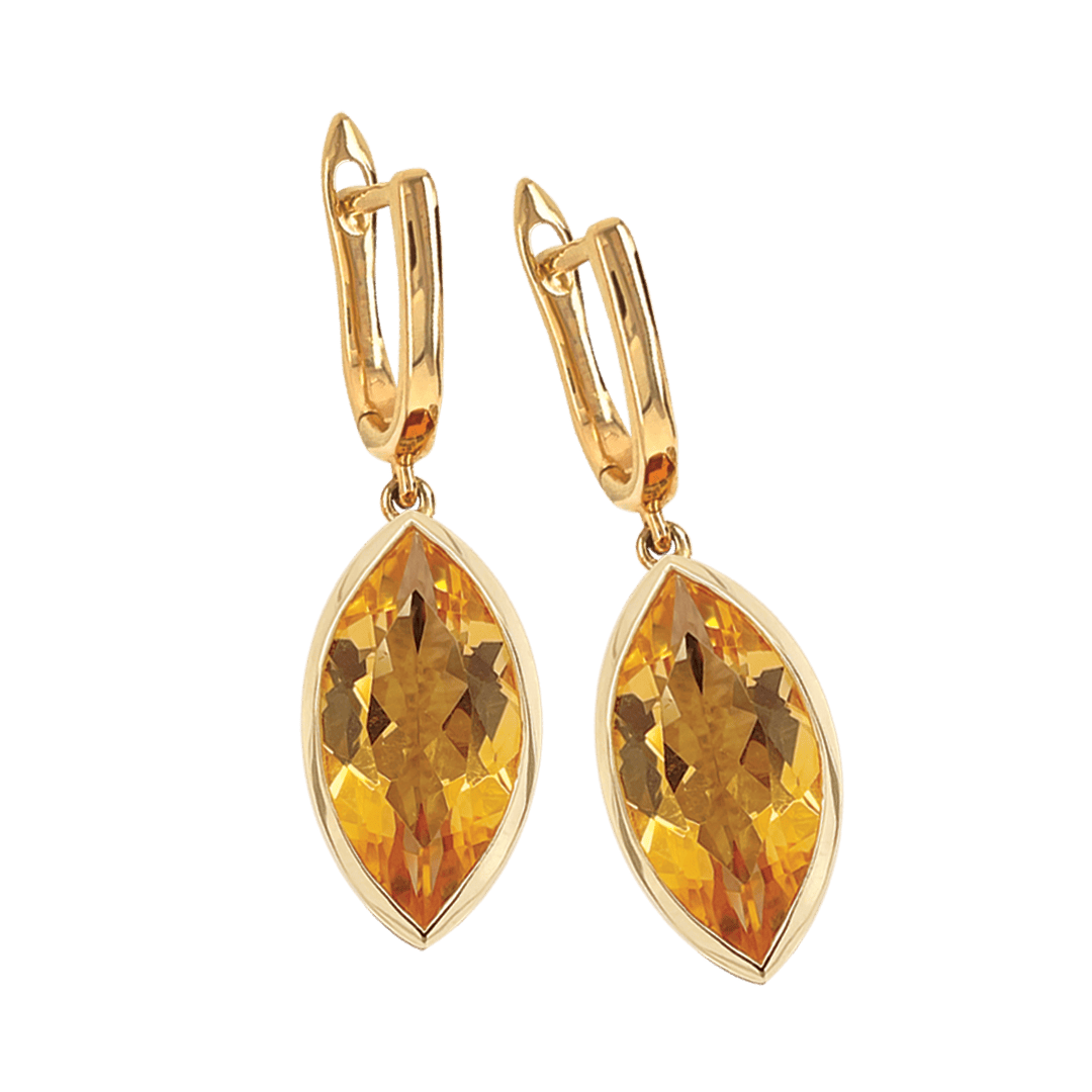 9ct Yellow Gold Citrine Marquise Earring