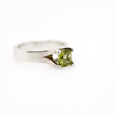 Sterling Silver Princess Cut Peridot Ring