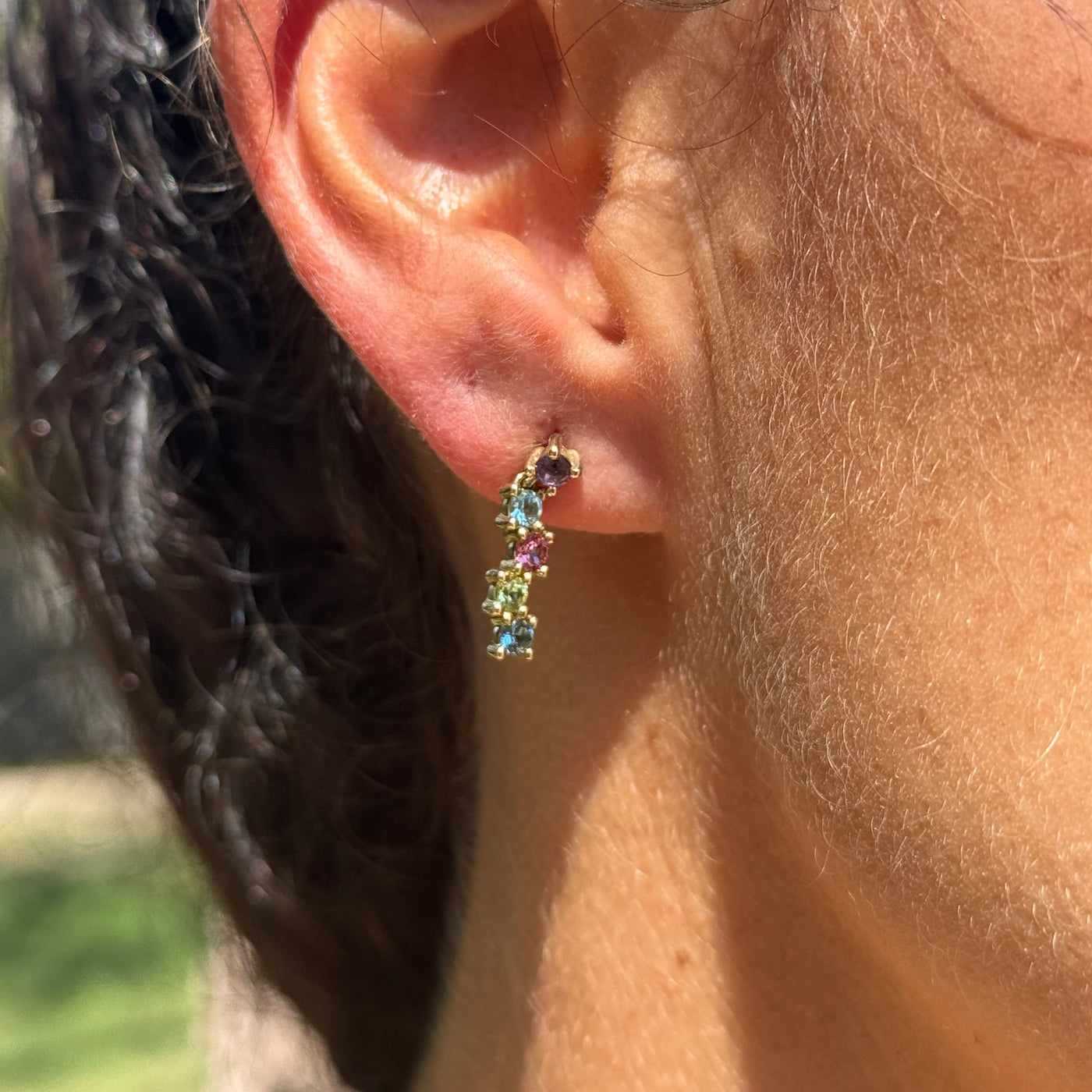 9ct Yellow Gold Multi-Coloured Stone Earrings