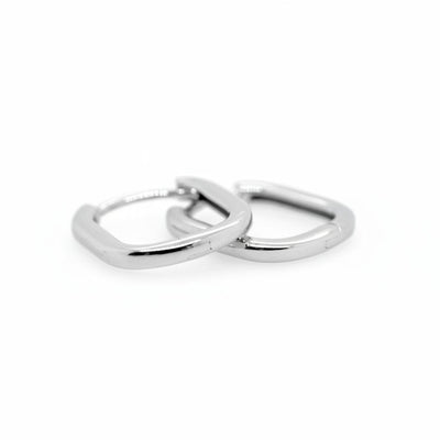 9ct White Gold Rectangular Huggie Earrings