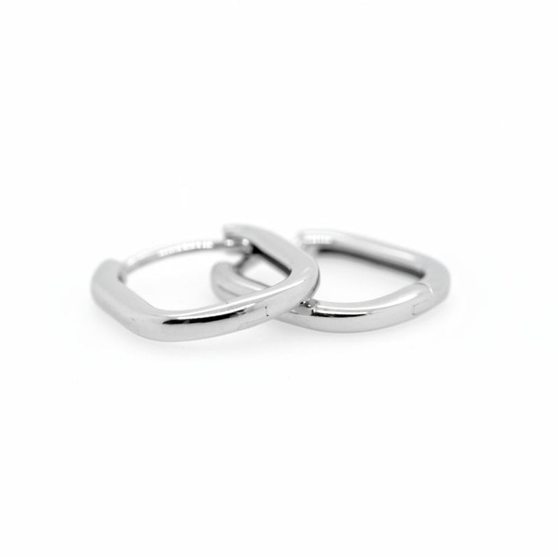 9ct White Gold Rectangular Huggie Earrings