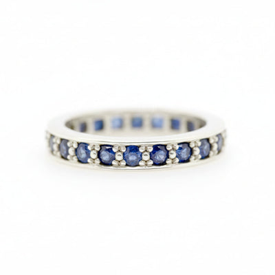 Sterling Silver Grade 1 Australian Sapphire Full Eternity Ring