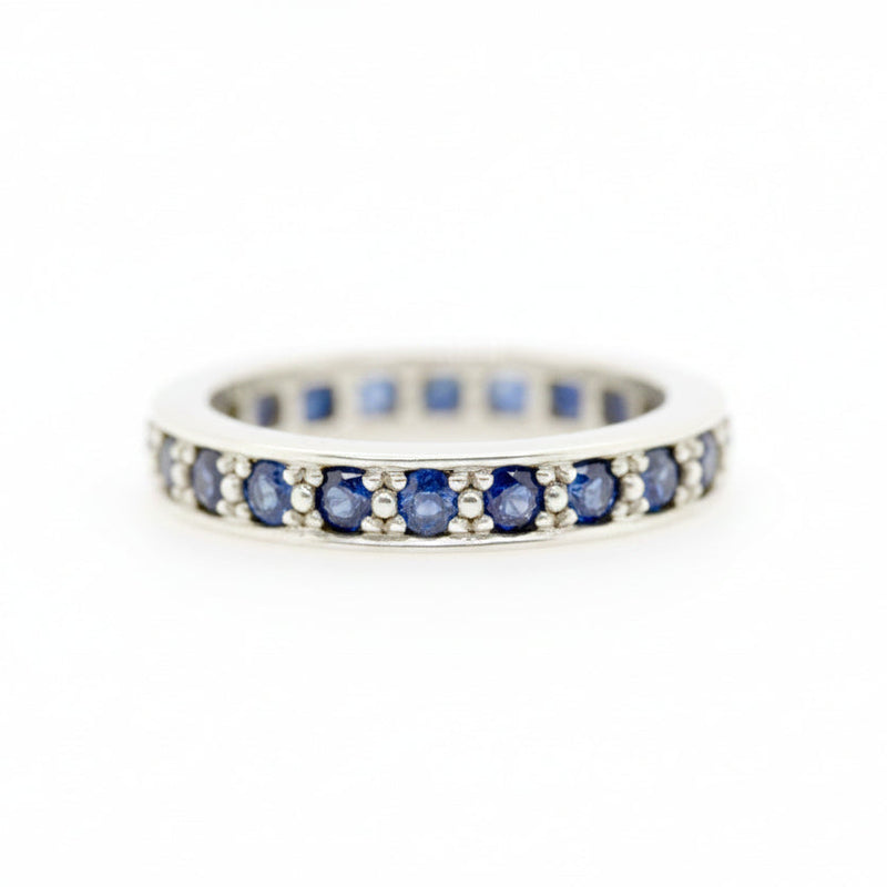 Sterling Silver Grade 1 Australian Sapphire Full Eternity Ring