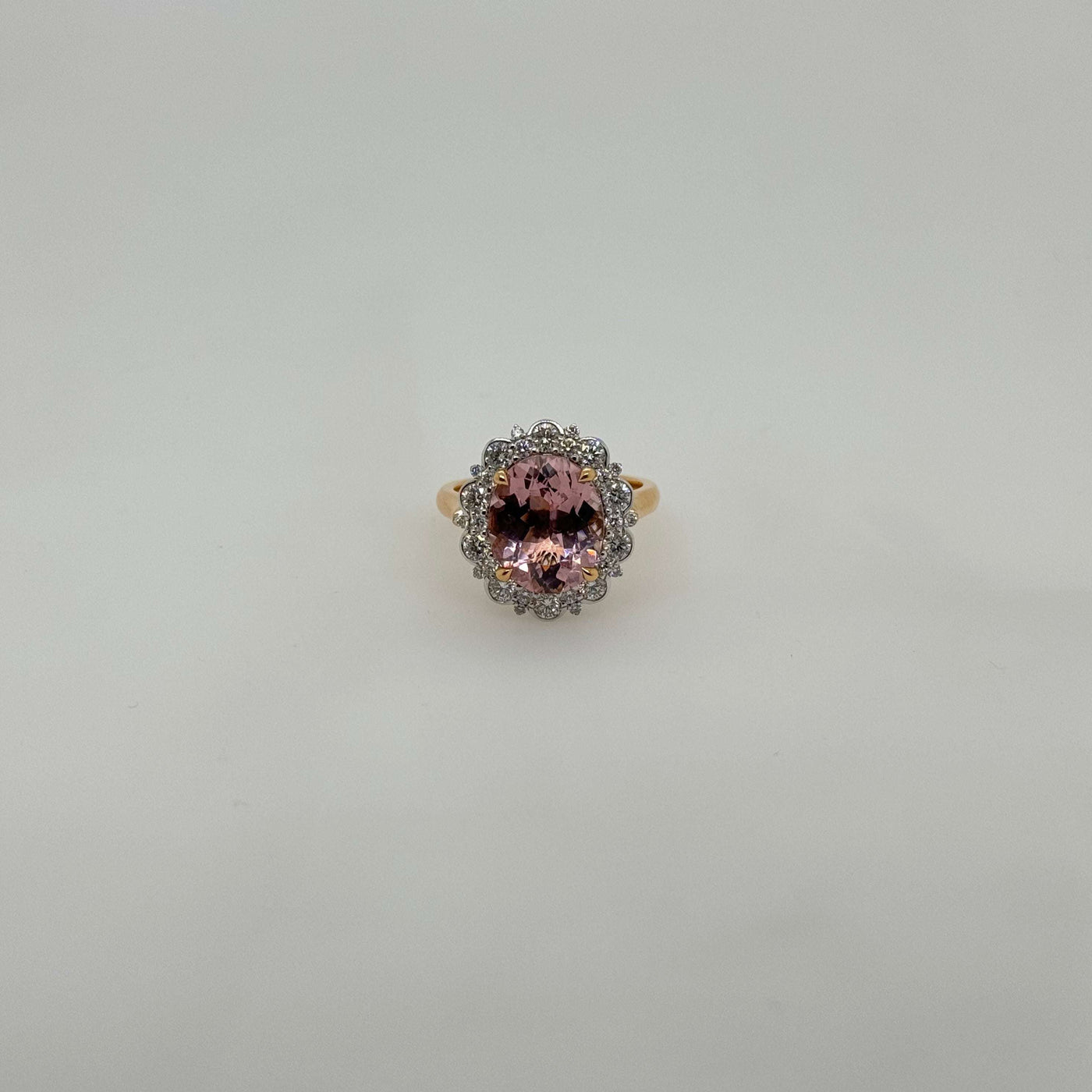 18ct Rose/White Gold Morganite and Diamond Ring