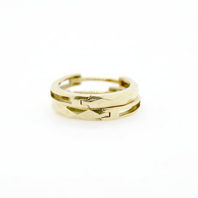 9ct Yellow Gold Patterned Huggie Earrings