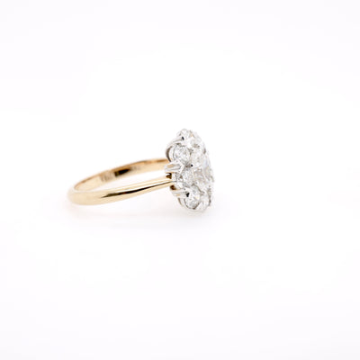 18ct Rose and White Gold Oval Diamond Cluster Ring