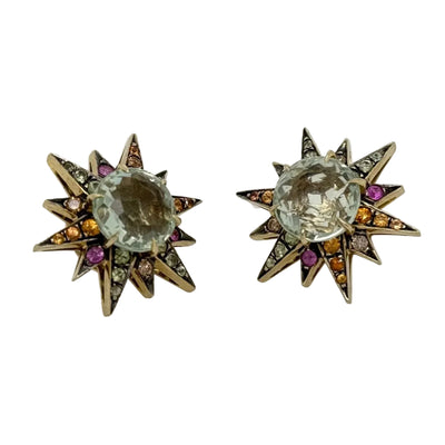 18ct Yellow Gold Starburst Stud Earrings