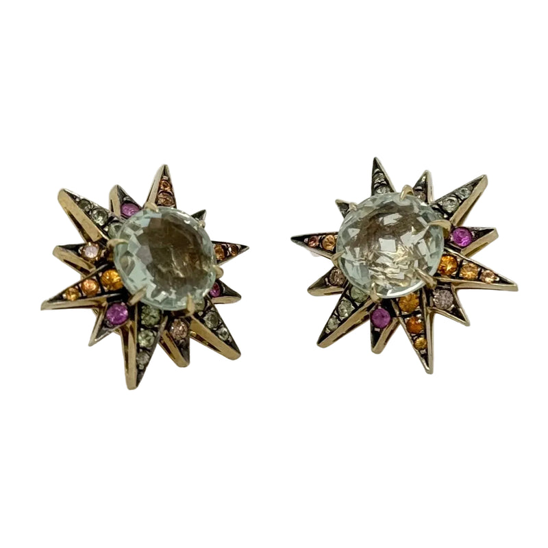 18ct Yellow Gold Starburst Stud Earrings