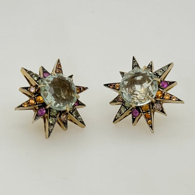 18ct Yellow Gold Starburst Stud Earrings