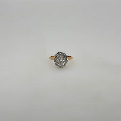 18ct Rose and White Gold Oval Diamond Cluster Ring