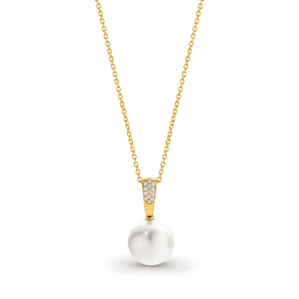18YG 11mm Pearl & Diamond Pendant