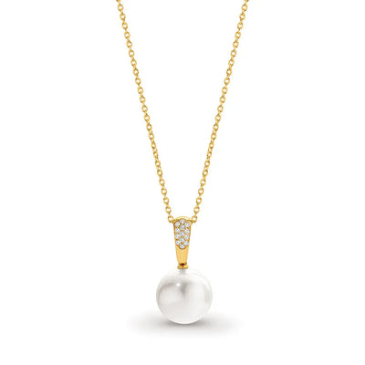 18YG 11mm Pearl & Diamond Pendant