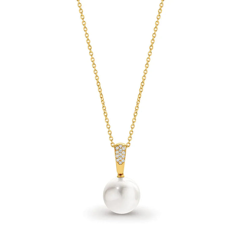 18YG 11mm Pearl & Diamond Pendant