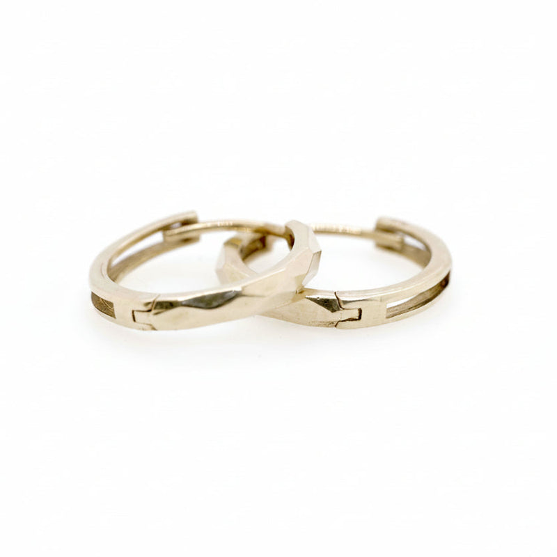 9ct Yellow Gold Patterned Huggie Earrings