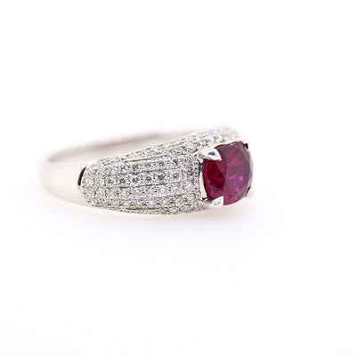 18ct White Gold Ruby and Diamond Ring