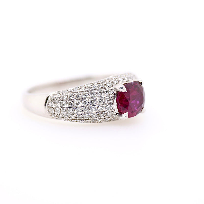 18ct White Gold Ruby and Diamond Ring