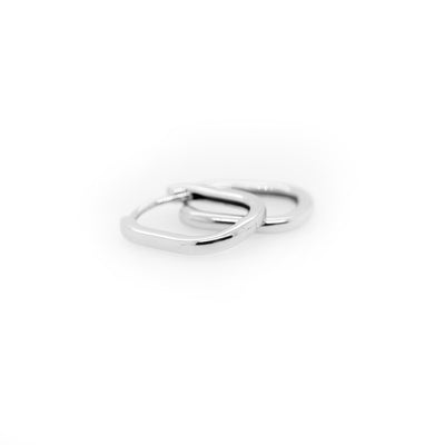 9ct White Gold Rectangular Huggie Earrings