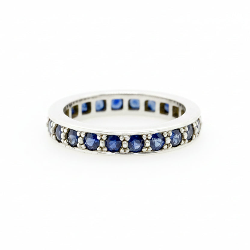 Sterling Silver Grade 1 Australian Sapphire Full Eternity Ring