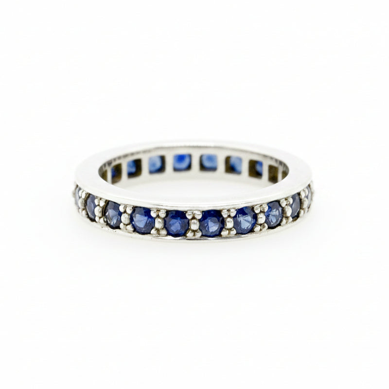 Sterling Silver Grade 1 Australian Sapphire Full Eternity Ring