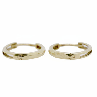 9ct Yellow Gold Patterned Huggie Earrings