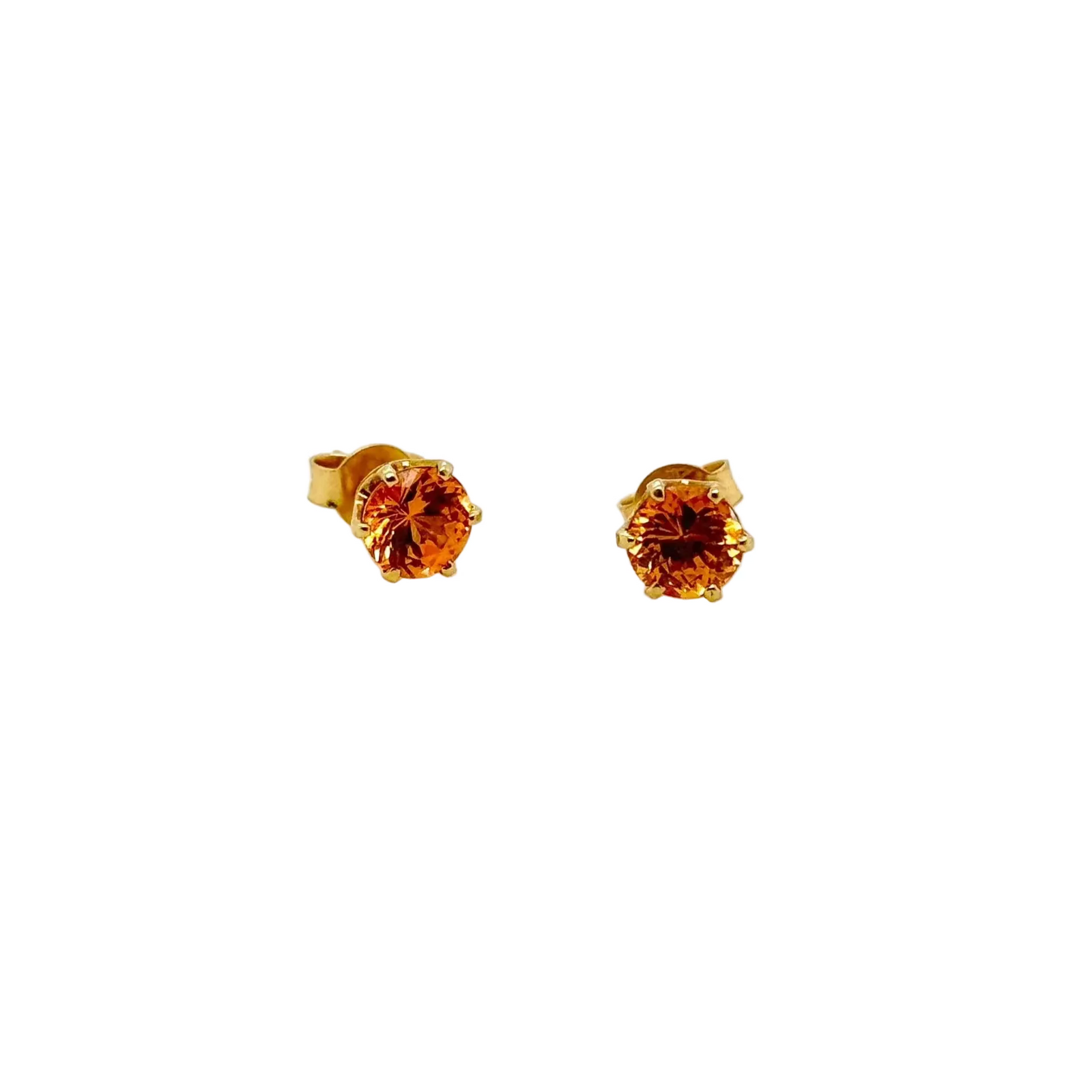 18ct Yellow Gold Natural Spessartite Garnet Stud Earrings